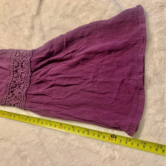 Cropped Peasant Top Large Charlotte Russe Plum Purple Crochet Lace Detail Rayon - Picture 12 of 13